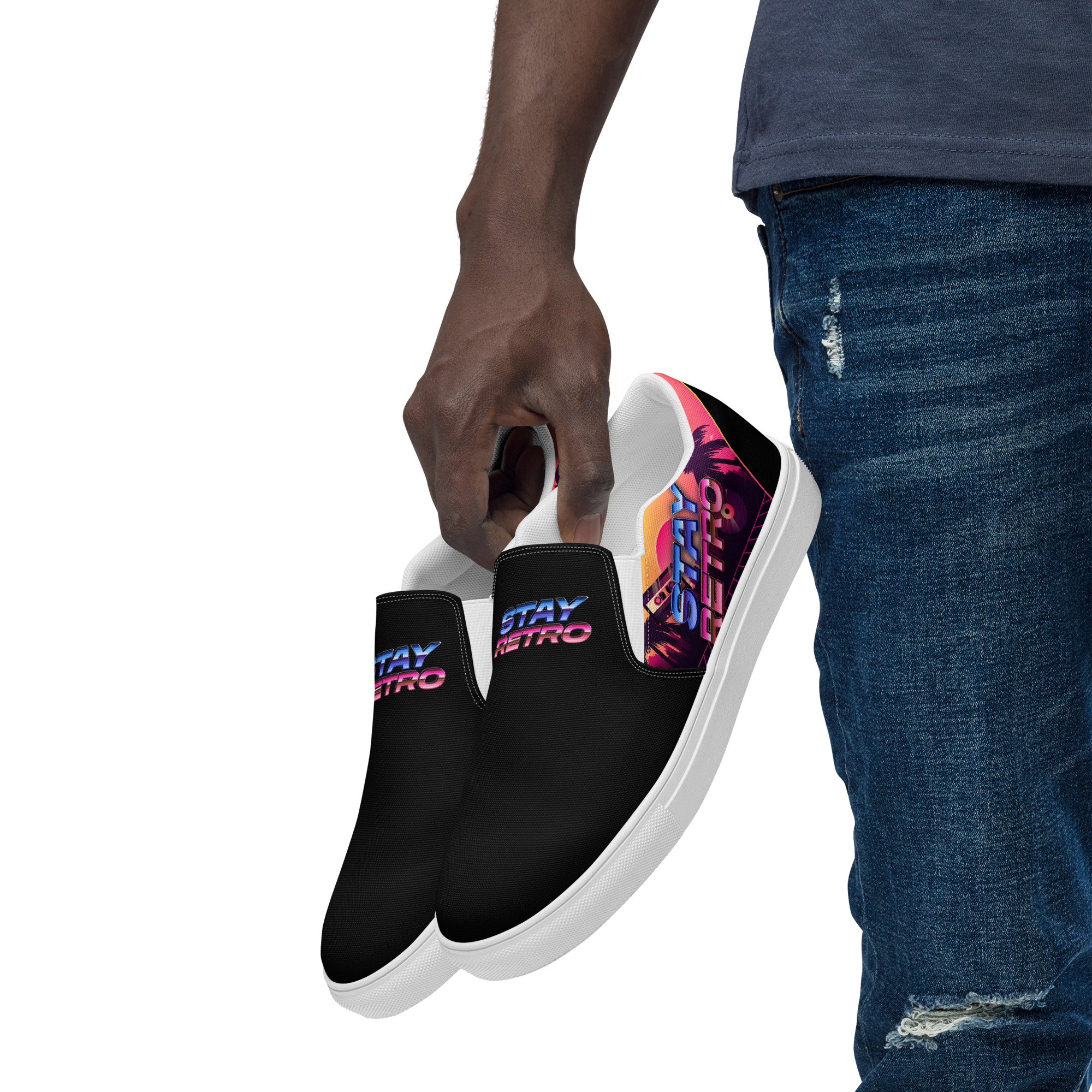 Retro Vaporware v3 Men’s slip-on canvas shoes - Image 3