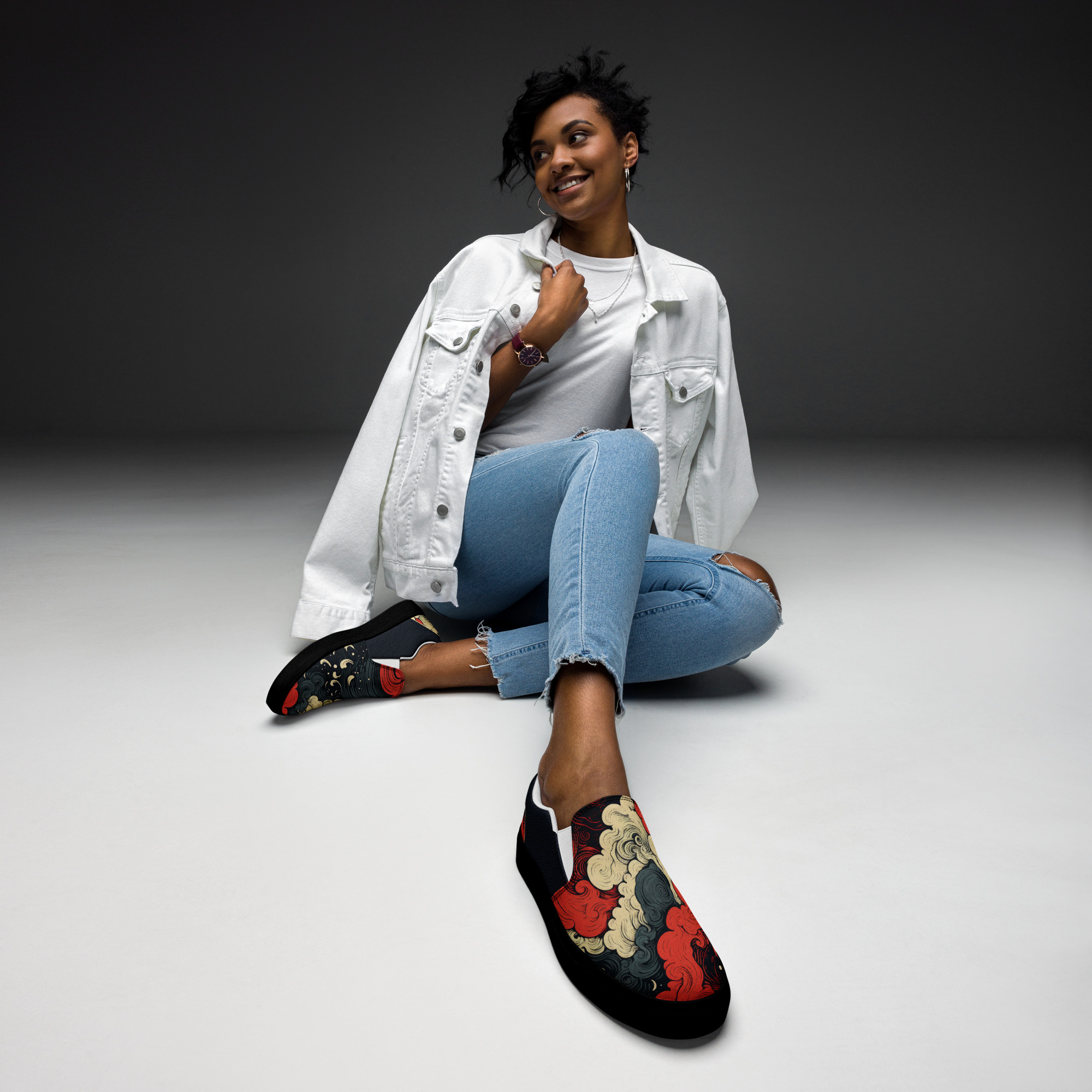 Japanese Ukiyo-e v1 Women’s slip-on canvas shoes - Image 14