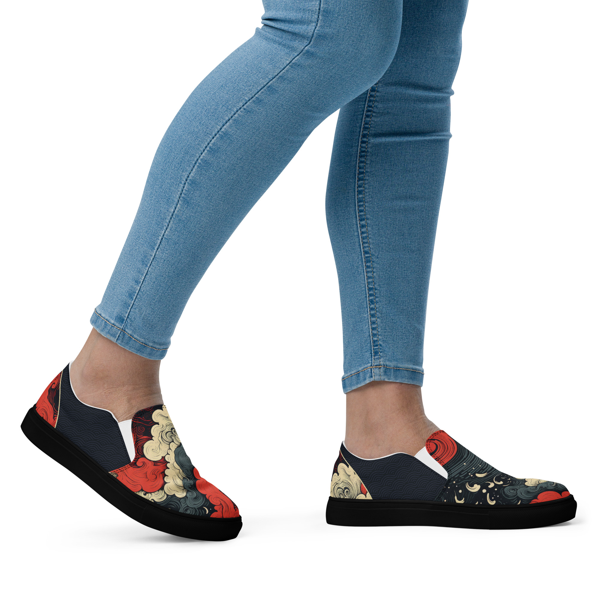 Japanese Ukiyo-e v1 Women’s slip-on canvas shoes - Image 17