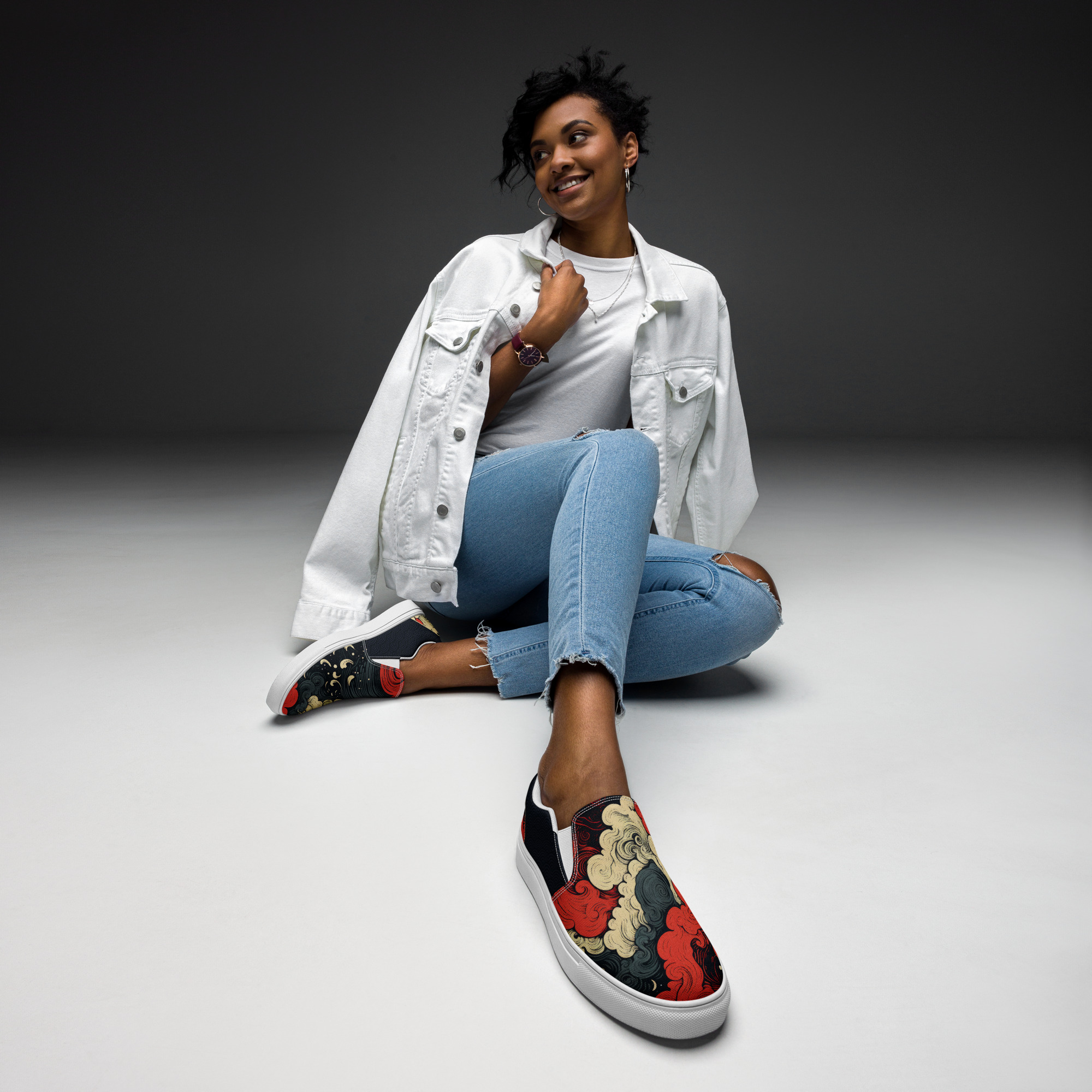 Japanese Ukiyo-e v1 Women’s slip-on canvas shoes - Image 8