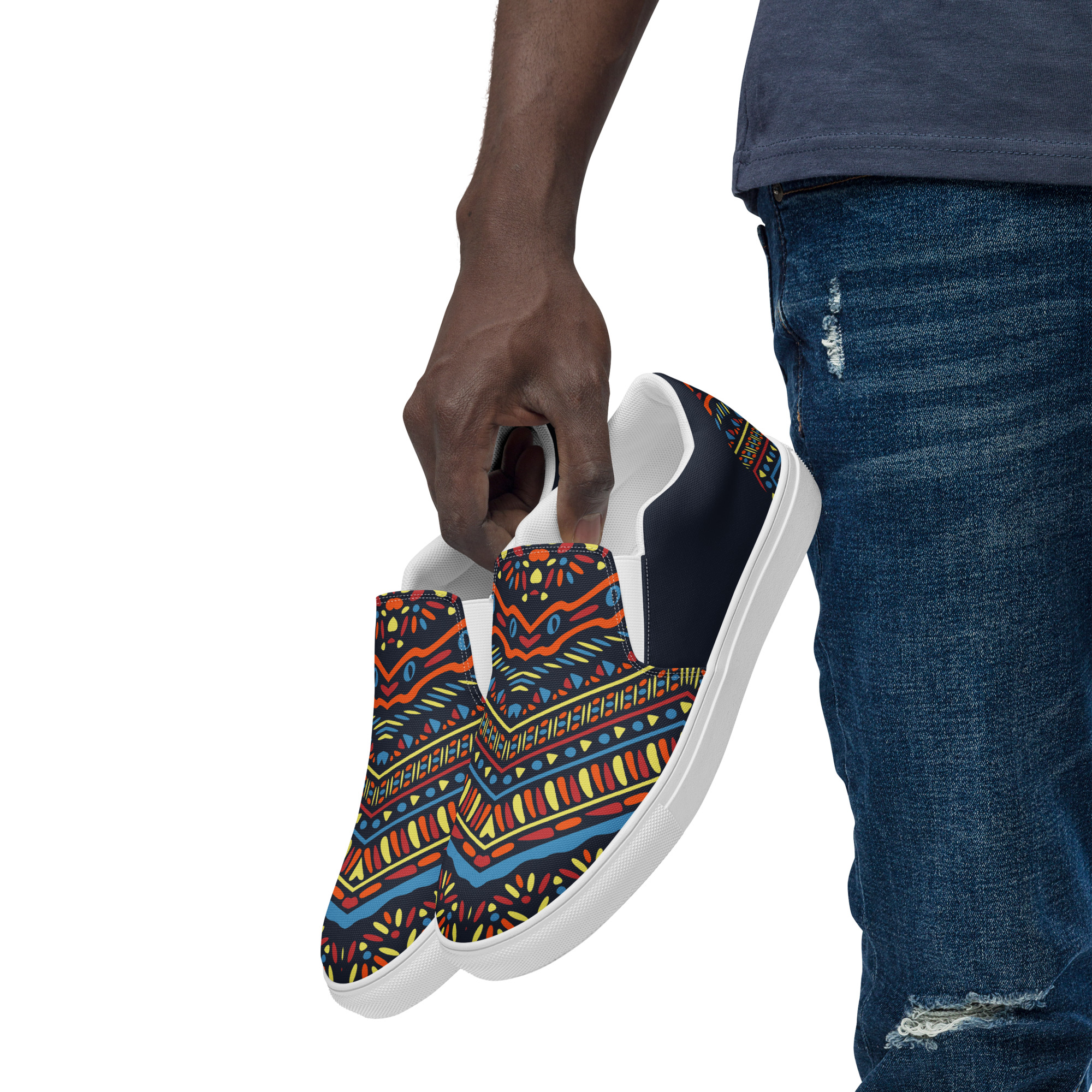 Tribal Art v1 Men’s slip-on canvas shoes - Image 3